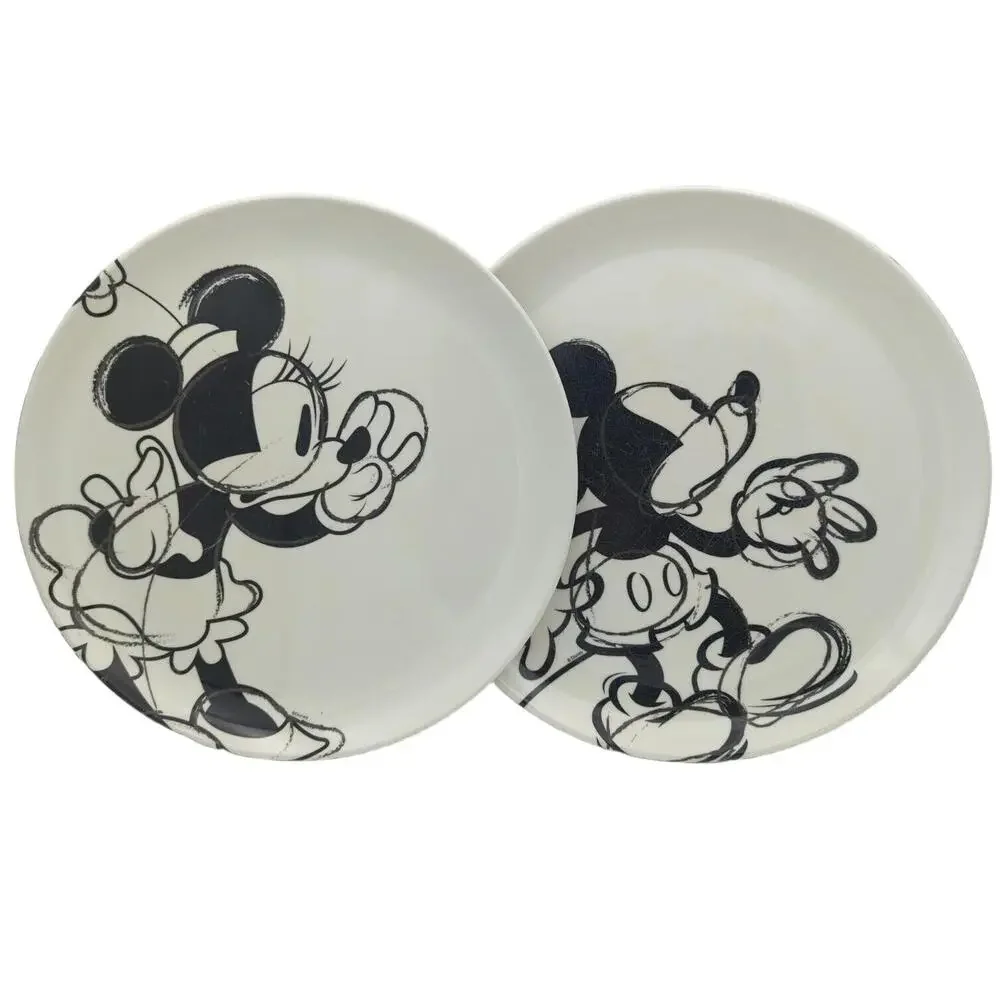 Vintage Mickey Mouse Minnie Mouse Melamine Plates Sketch Art‎ Disney Zak Design